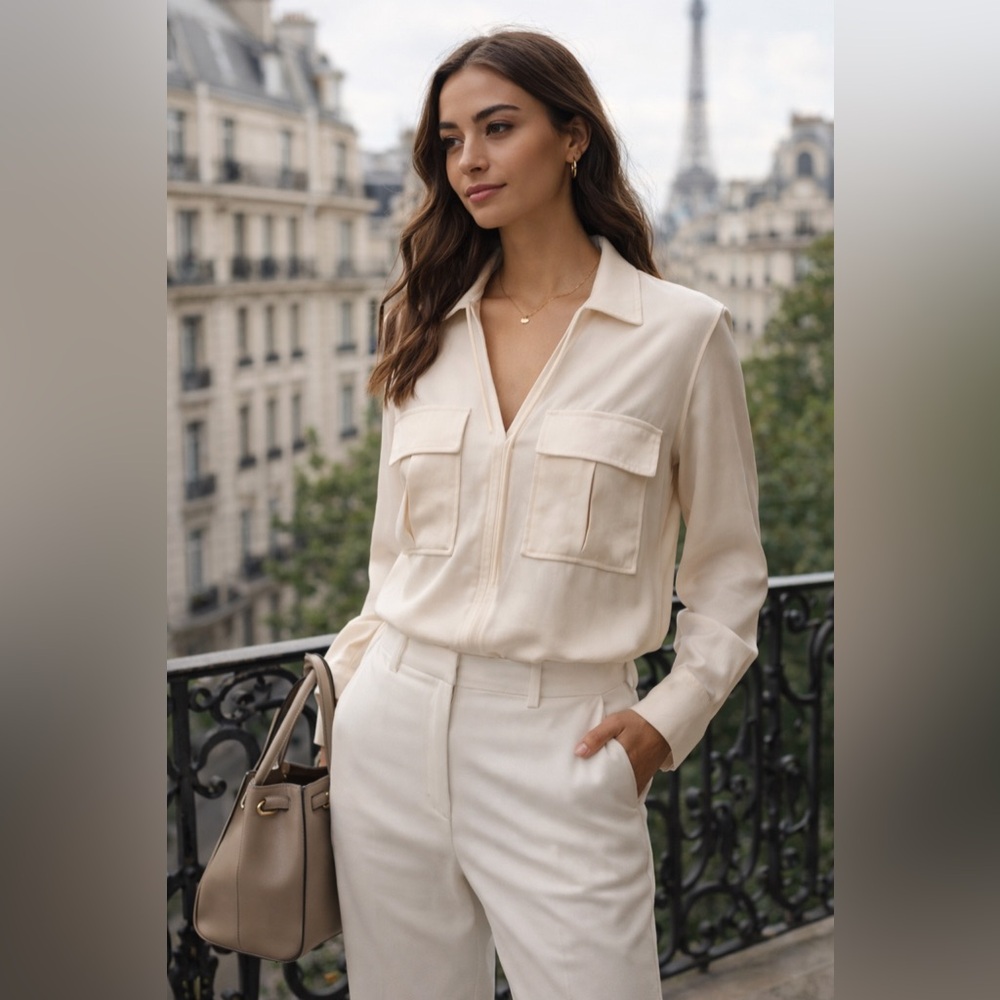 REISS ‘Fleur’ Cream Utility Blouse | Size 0 | Retail $2XX | Excellent Condition - Picture 2 of 8